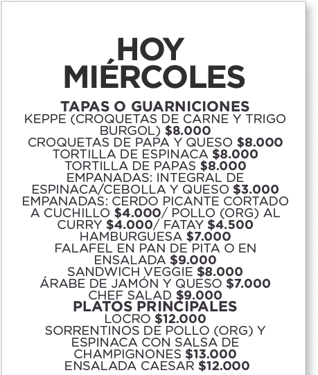 MENU DE HOY
